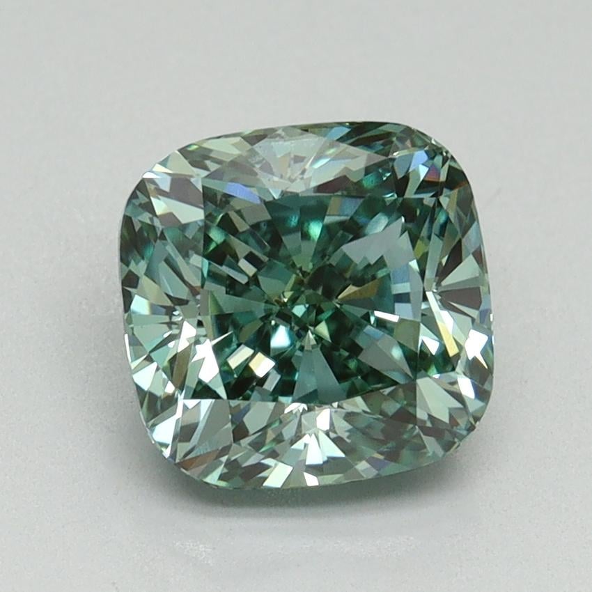 2.08 Ct. Fancy Vivid Green Cushion Lab Grown Diamond