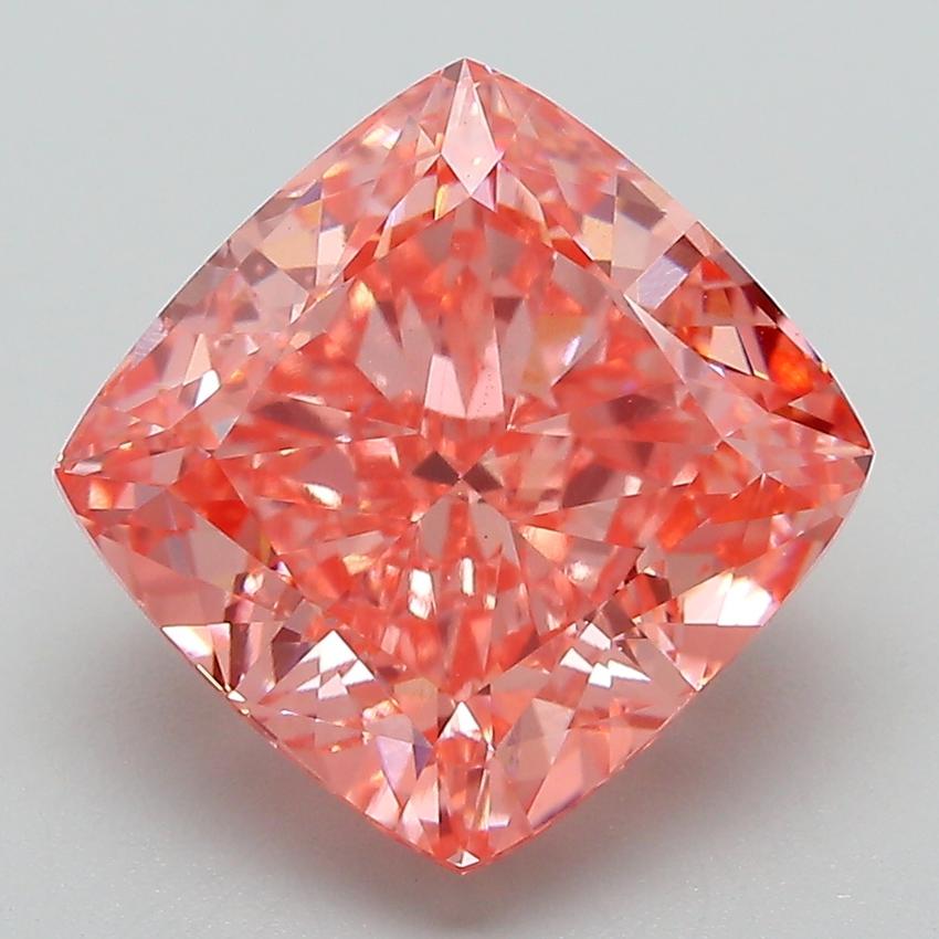 5.64 Ct. Fancy Vivid Pink Cushion Lab Grown Diamond