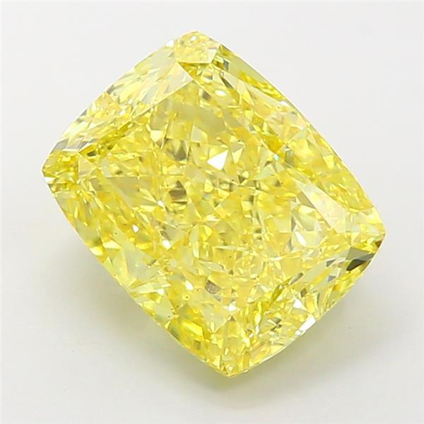 4.21 Ct. Fancy Vivid Yellow Cushion Lab Grown Diamond