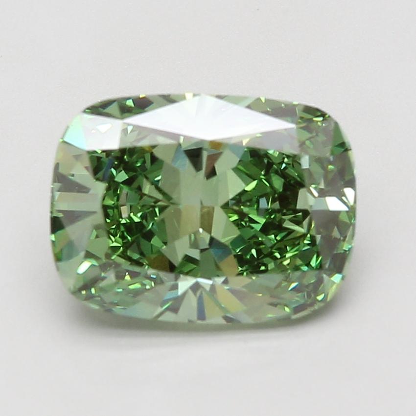 5.01 Ct. Fancy Vivid Green Cushion Lab Grown Diamond
