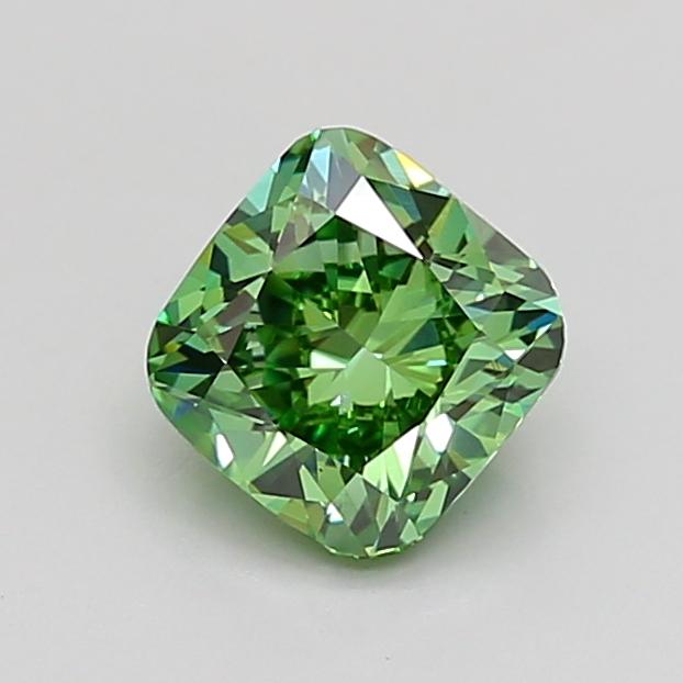 1.00 Ct. Fancy Vivid Green Cushion Lab Grown Diamond