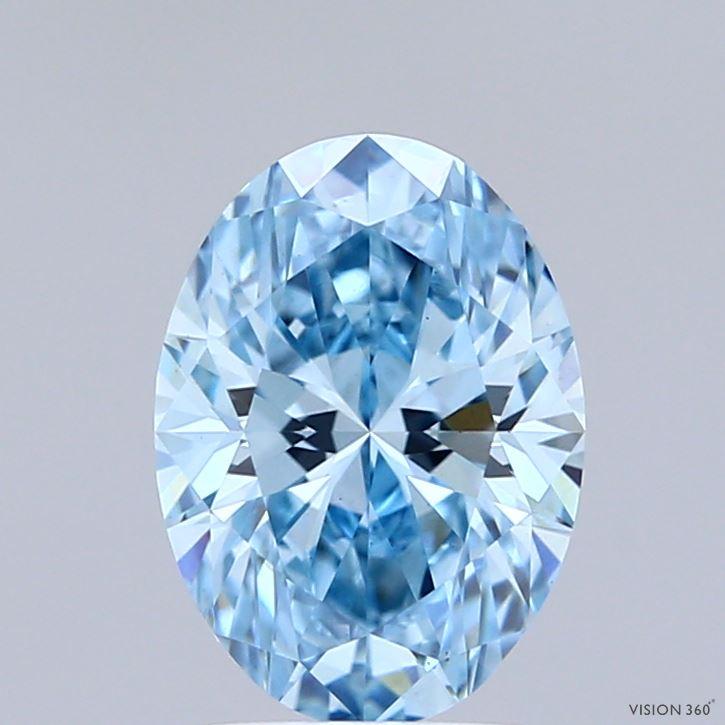 1.56 Ct. Fancy Vivid Blue Oval Lab Grown Diamond