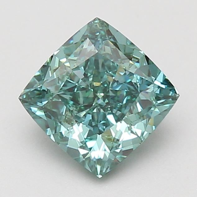 2.05 Ct. Fancy Vivid Green Cushion Lab Grown Diamond