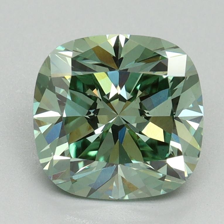2.00 Ct. Fancy Vivid Green Cushion Lab Grown Diamond