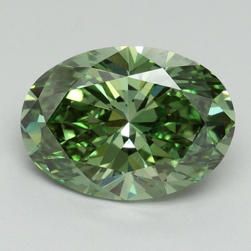 3.00 Ct. Fancy Vivid Green Oval Lab Grown Diamond