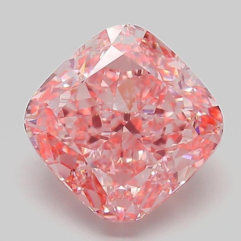 3.13 Ct. Fancy Vivid  Pink Cushion Lab Grown Diamond