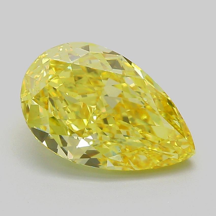 4.02 Ct. Fancy Vivid  Yellow Pear Lab Grown Diamond