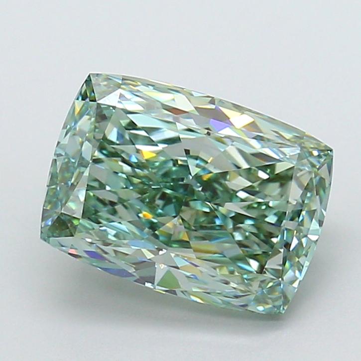 4.56 Ct. Fancy Vivid Green Cushion Lab Grown Diamond