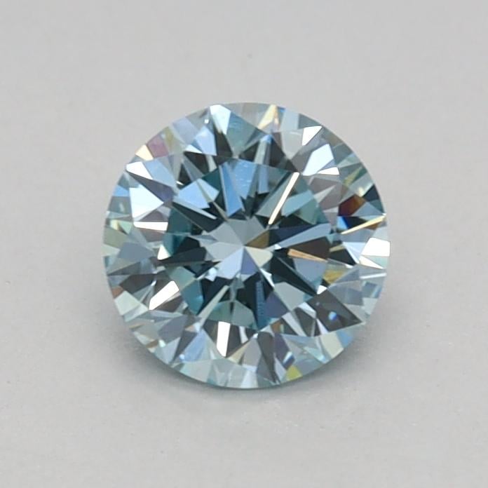 0.43 Ct. Fancy Vivid Greenish Blue Round Lab Grown Diamond