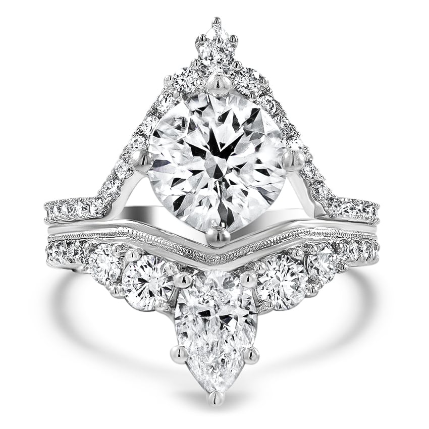 Vorra Fashion Round Cut Sim Diamond His And Her Wedding Trio Set Bridal Engagement Ring