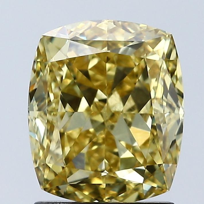 2.04 Ct. Fancy Vivid Yellow Cushion Lab Grown Diamond