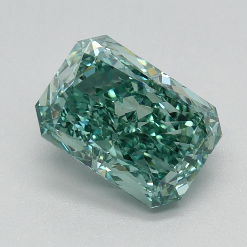 1.33 Ct. Fancy Vivid Bluish Green Radiant Lab Grown Diamond