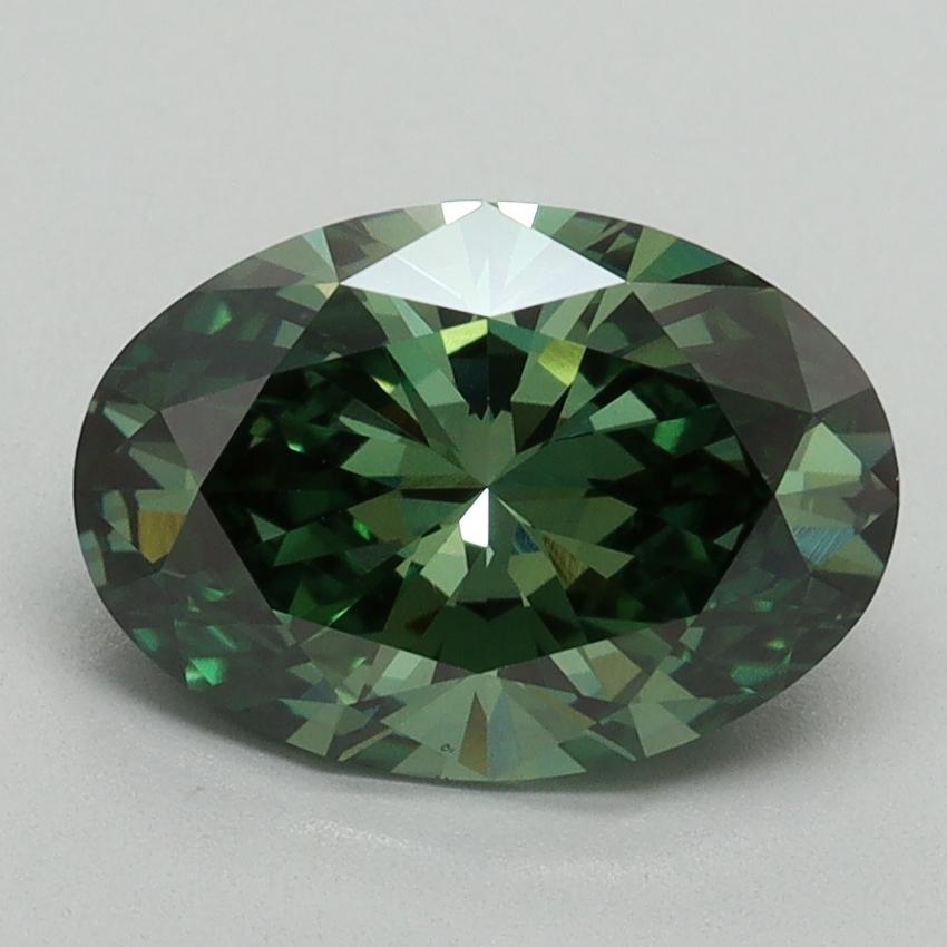 2.18 Ct. Fancy Vivid Green Oval Lab Grown Diamond