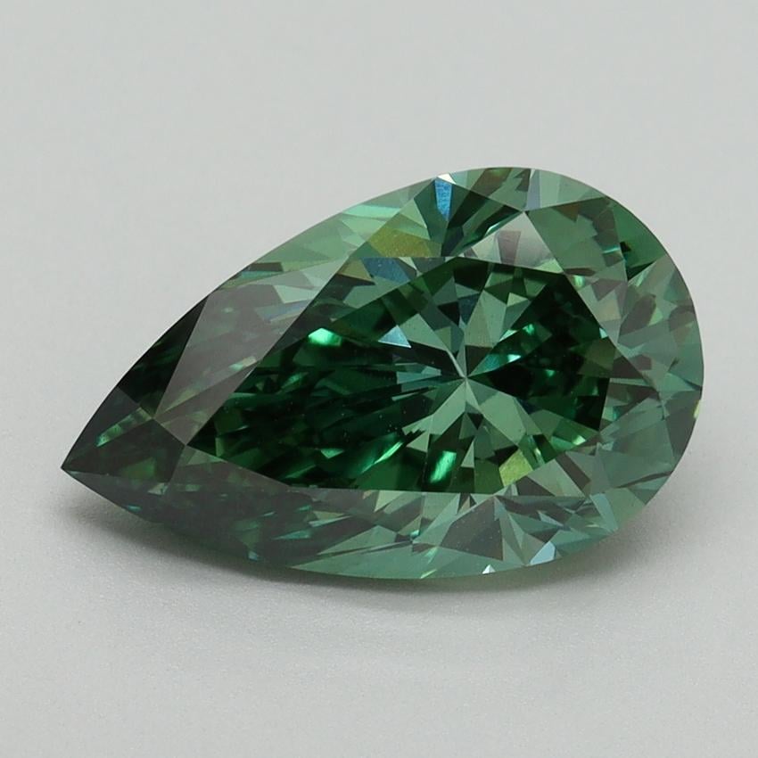 3.01 Ct. Fancy Vivid Pacific Green Pear Lab Grown Diamond