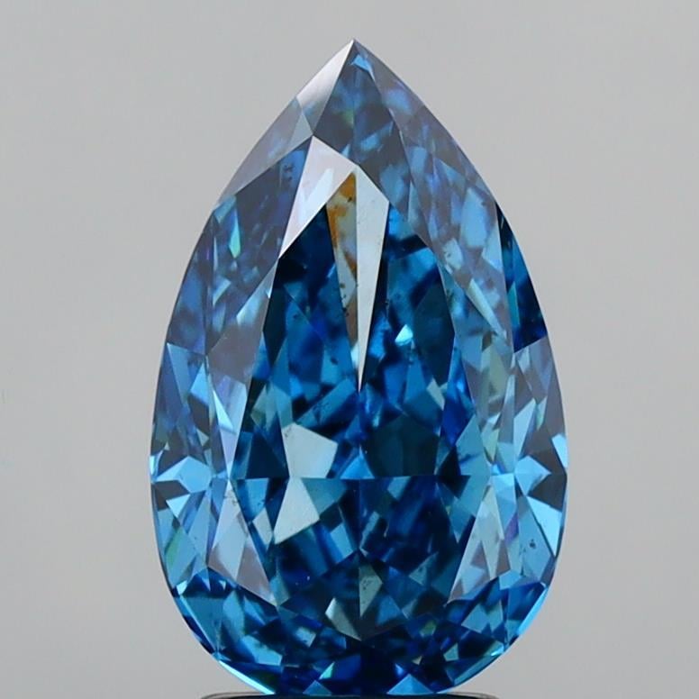 3.63 Ct. Fancy Vivid  Blue Pear Lab Grown Diamond