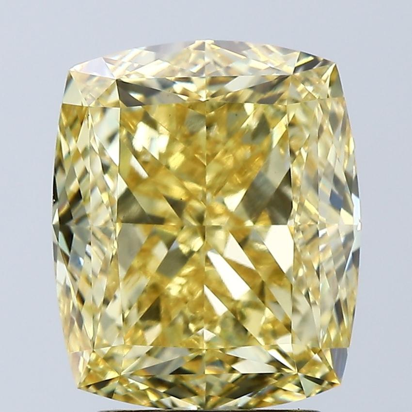 4.06 Ct. Fancy Vivid Yellow Cushion Lab Grown Diamond
