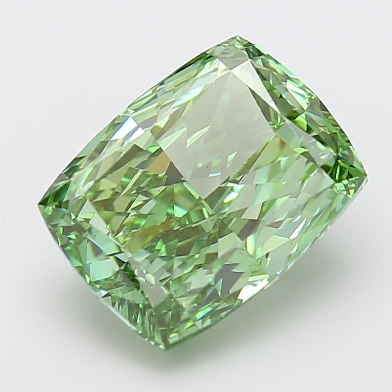 7.44 Ct. Fancy Vivid Green Cushion Lab Grown Diamond