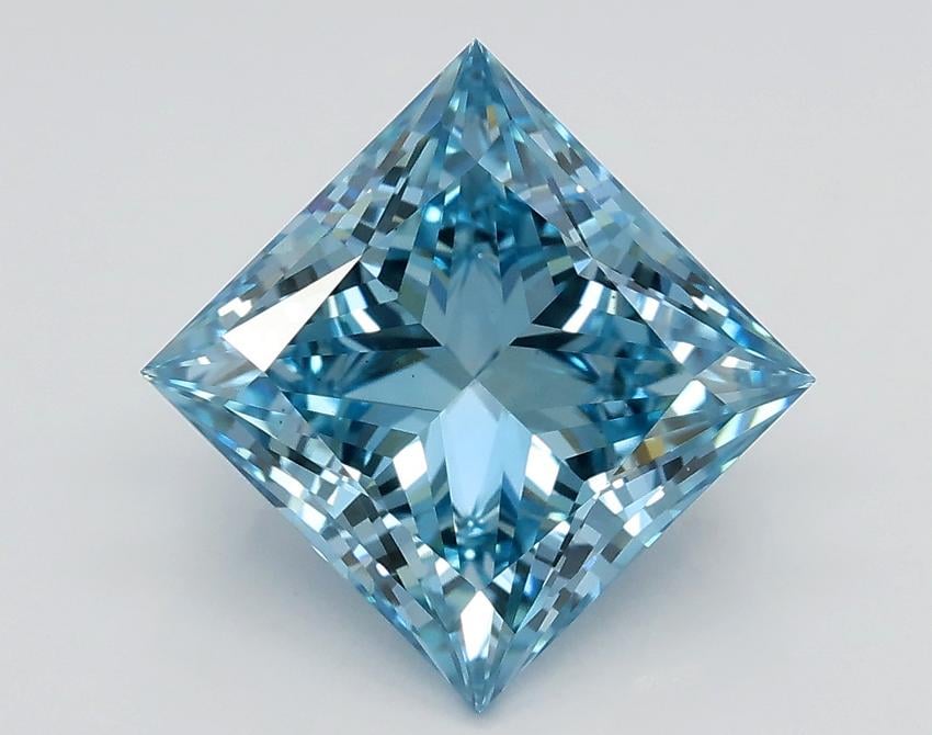 2.80 Ct. Fancy Intense Greenish Blue Princess Lab Grown Diamond