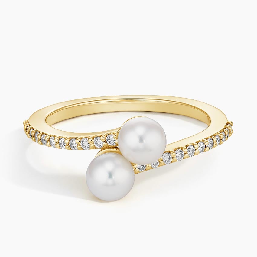 Flower Pearl Wedding Ring Platinum Ring AP375