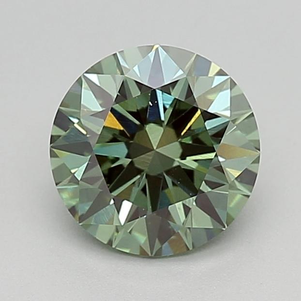 1.06 Ct. Fancy Vivid  Green Round Lab Grown Diamond