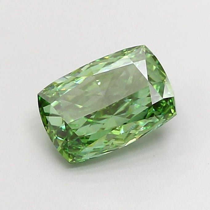 2.03 Ct. Fancy Vivid Green Cushion Lab Grown Diamond