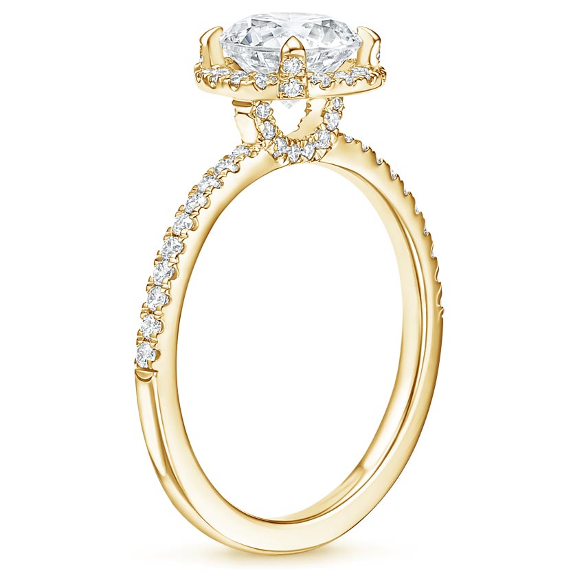 18K Yellow Gold Quadrille Halo Diamond Ring, large side view