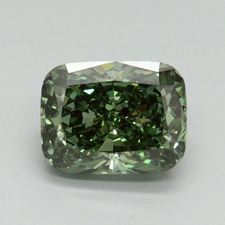 1.05 Ct. Fancy Vivid Green Cushion Lab Grown Diamond