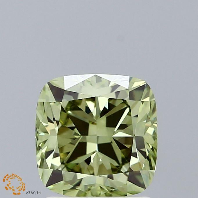 1.83 Ct. Fancy Vivid Green Cushion Lab Grown Diamond