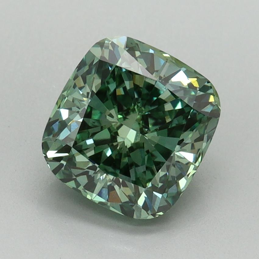 2.02 Ct. Fancy Vivid Green Cushion Lab Grown Diamond