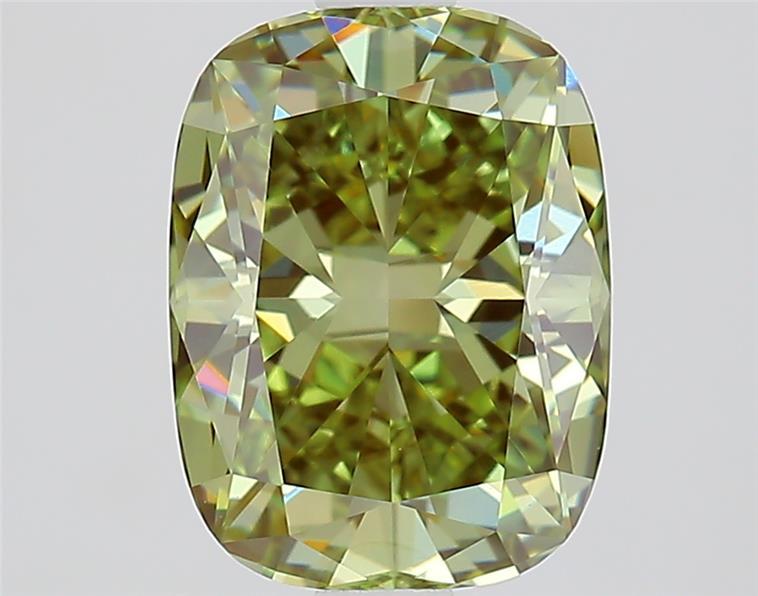 1.79 Ct. Fancy Vivid  Green Cushion Lab Grown Diamond
