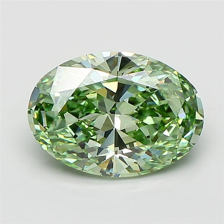 2.28 Ct. Fancy Vivid Green Oval Lab Grown Diamond
