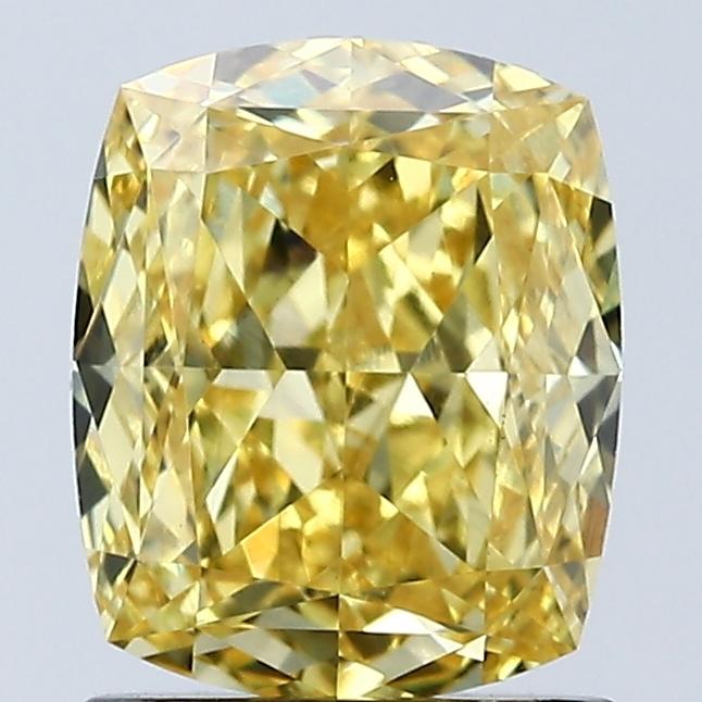 1.58 Ct. Fancy Vivid Yellow Cushion Lab Grown Diamond
