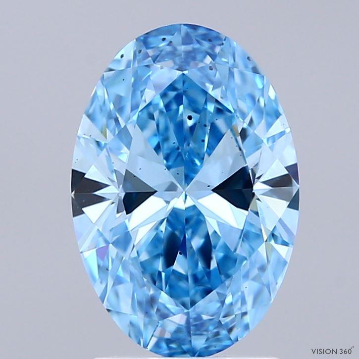 2.02 Ct. Fancy Vivid Blue Oval Lab Grown Diamond