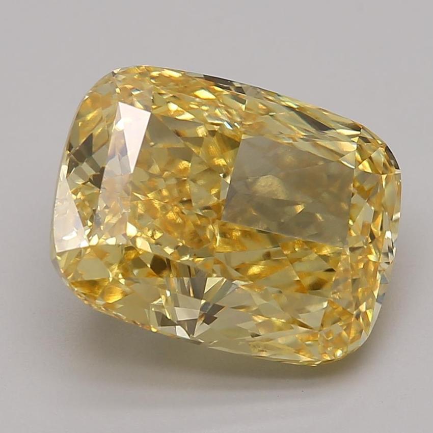 6.29 Ct. Fancy Vivid Yellow Cushion Lab Grown Diamond