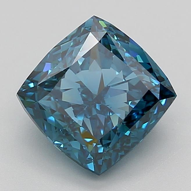 3.42 Ct. Fancy Vivid  Blue Cushion Lab Grown Diamond