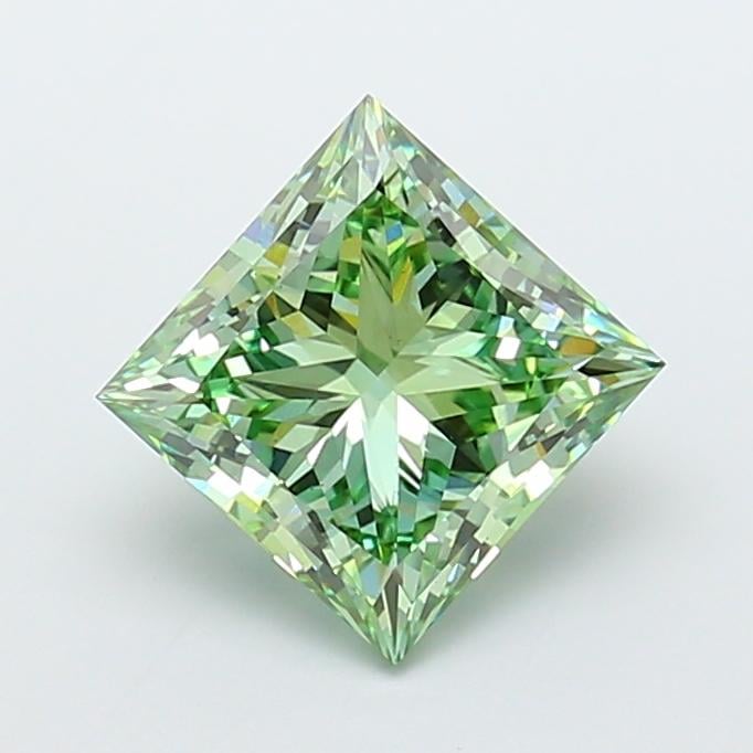 5.51 Ct. Fancy Vivid Green Princess Lab Grown Diamond
