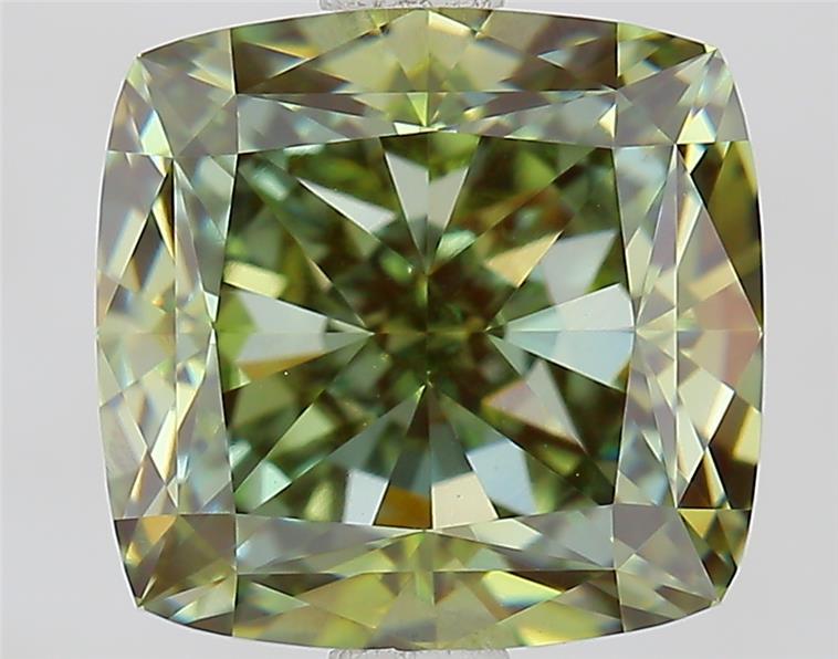3.10 Ct. Fancy Intense  Green Cushion Lab Grown Diamond