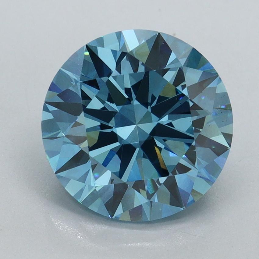 3.55 Ct. Fancy Vivid Malibu Blue Round Lab Grown Diamond