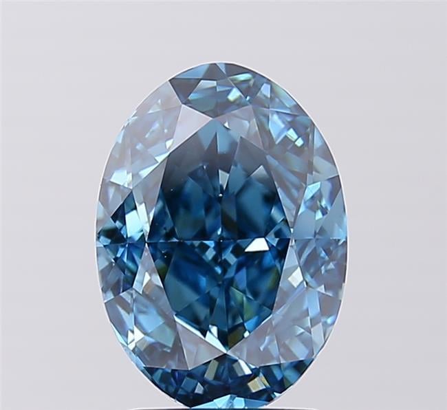 3.01 Ct. Fancy Vivid  Blue Oval Lab Grown Diamond
