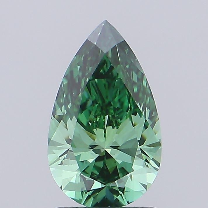 1.51 Ct. Fancy Vivid Green Pear Lab Grown Diamond