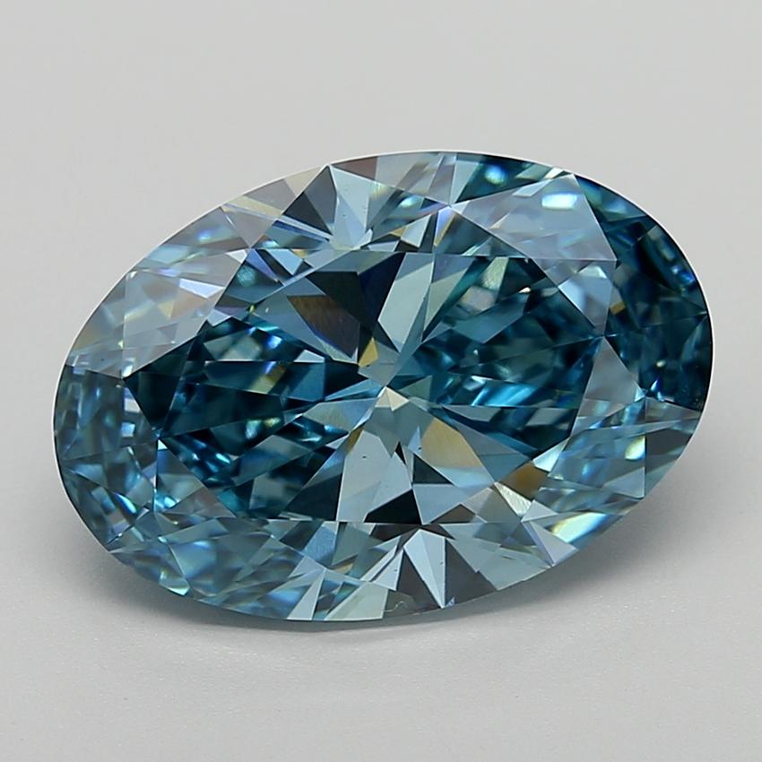 7.01 Ct. Fancy Vivid  Blue Oval Lab Grown Diamond