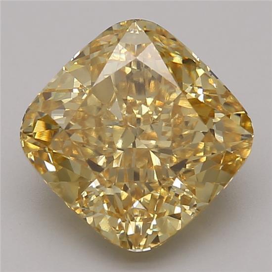 4.53 Ct. Fancy Vivid Yellow Cushion Lab Grown Diamond