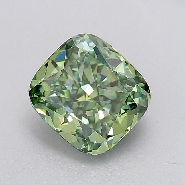 1.59 Ct. Fancy Vivid Green Cushion Lab Grown Diamond