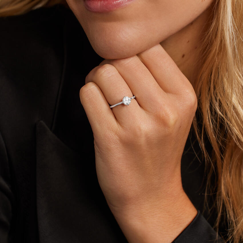 18K White Gold North Star Solitaire Ring