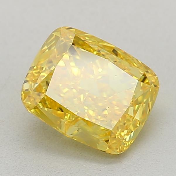 0.84 Ct. Fancy Vivid Yellow Cushion Lab Grown Diamond