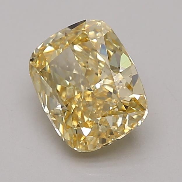 1.23 Ct. Fancy Vivid Yellow Cushion Lab Grown Diamond