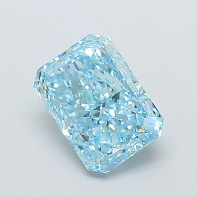 1.53 Ct. Fancy Vivid Greenish Blue Radiant Lab Grown Diamond