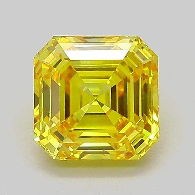 1.28 Ct. Fancy Vivid  Yellow Asscher Lab Grown Diamond