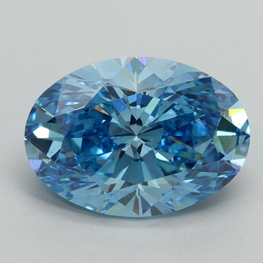 3.03 Ct. Fancy Vivid Blue Oval Lab Grown Diamond