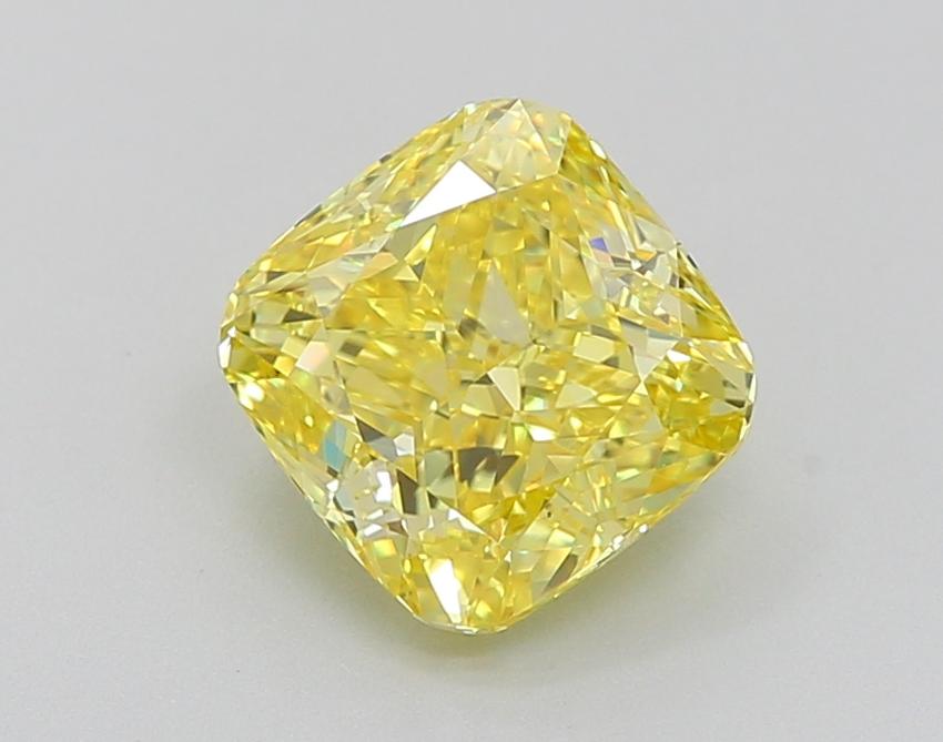 2.51 Ct. Fancy Vivid Yellow Cushion Lab Grown Diamond